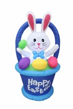 4 Foot Tall Inflatable Bunny Basket Easter Egg LED Lights Blowup Yard Decoration - £39.95 GBP