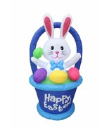 4 Foot Tall Inflatable Bunny Basket Easter Egg LED Lights Blowup Yard De... - £39.61 GBP