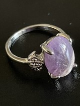 S925 Sterling Silver Purple Amethyst Woman Ring Size 8 - £11.87 GBP