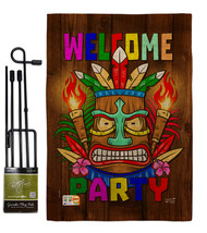 Welcome Tiki Party Burlap - Impressions Decorative Metal Garden Pole Flag Set GS - £26.65 GBP