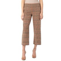 Liverpool Tan Rust Mabel Pull On Wide Leg Cropped Pants Plaid Knit Stret... - £29.30 GBP