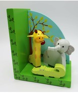 Single wooden children&#39;s bookend African animal theme giraffe elephant c... - $20.40 CAD