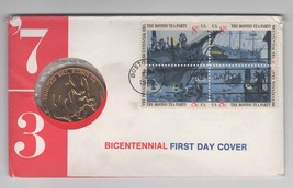 Bicentennial First Day Cover Boston Tea Party with Coin and information sheets - £5.93 GBP