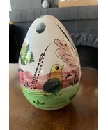 Vintage Mexico Hand Painted Glazed Ceramic Egg Folk Art, Birds 6.5inch - €12,07 EUR