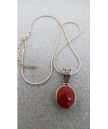 Silpada Red Coral Pendant Open Work Bale Sterling Silver Snake Chain Nec... - $48.51