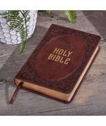 Medium Brown KJV Holy Bible with Ribbon Marker Faux Leather Red Letter C... - €19,28 EUR