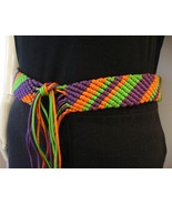 VTG 70&#39;s Handmade Art to Wear Silky Macrame Mardi Gras Belt One Size - $33.10 CAD