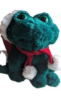 Fun World Green Christmas Frog Plush Musical Ribbits Croaks Jingle Bells Works - £11.89 GBP