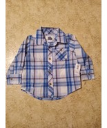 Old Navy Baby Toddler Boys Blue Plaid Button Down Shirt 12-18 Months - £5.44 GBP
