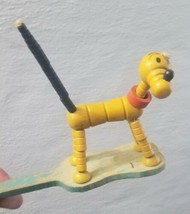 Vintage 1930&#39;s-40&#39;s Disney Pluto Pop Up Toy Wooden Puppet Dog Look And R... - $12.55