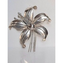 Vintage Maricela Of Taxco 925 Sterling Silver Orchid Brooch Sky - $127.41