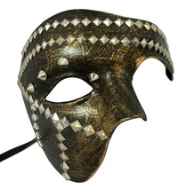 Bronze Steam Punk Metal Stud Phantom Half Face Halloween Masquerade Mask - $17.57