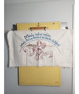 Vtg Embroidered Czech Sayings Art Kitchen Tea Towel Meslo Vidim Velike 3... - $39.59