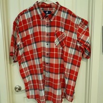 Rocawear Men&#39;s Short Sleeve Button down Casual Shirt 6XB Red white Blue ... - $29.58