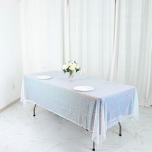 60X102&quot;&quot; Iridescent Blue Sequin Rectangle Tablecloth Wedding Party Catering Gift - £36.98 GBP