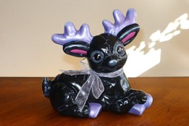 Vintage 8&quot; Mold Christmas Ceramic Reindeer Deer Quilted Hand Painted Pat... - $356.64 MXN