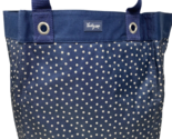 Thirty-One Navy White Polka Dot Canvas Tote 15&quot; W x 14&quot; H x 8&quot; D Strap D... - £11.17 GBP