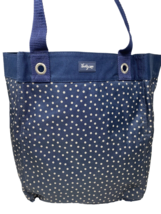 Thirty-One Navy White Polka Dot Canvas Tote 15&quot; W x 14&quot; H x 8&quot; D Strap D... - £11.19 GBP