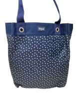 Thirty-One Navy White Polka Dot Canvas Tote 15&quot; W x 14&quot; H x 8&quot; D Strap D... - £11.18 GBP