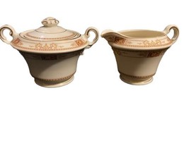 Vintage Old Ivory Syracuse China Calhoun pattern creamer and sugar bowl set - $25.00