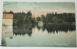 Clarkston Michigan Scene on Deer Lake 1909 to Ann Arbor Postcard H18 - £9.46 GBP