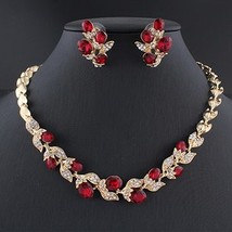 Jiayijiaduo Wedding Dress Jewelry Sets for Charm of Women Red Black Necklace Ear - £25.83 GBP