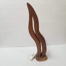 16&quot; Carved Wood Sculpture Curved Handmade Art Centerpiece Fin Loui Bentwood - £24.37 GBP
