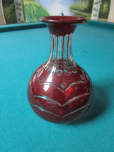 RED BOHEMIAN CZECH CLEAR TO RED CUT CRYSTAL VASE 7 X 5&quot;   - $123.75