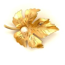 Vintage 12K Gold Filled Signed Karen Lynne Autumn Maple Leaf Designer Brooch Pin - £30.07 GBP