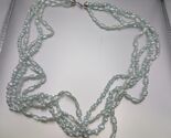 Vintage Costume Jewelry Pale Green Faux Pearl Multistrand Necklace Japan... - $24.74