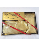 Vtg Gold 3 pc Soft Accessory Set by Duray Eyeglass Case Cosmetic Bag Coi... - $58.47 CAD