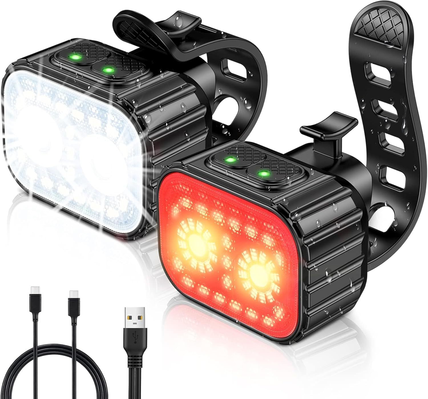 Cuvccn Bike Lights, Rechargeable Bicycle Lights Set Super Bright 8 12 Mo... - $37.99