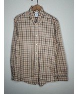 BROOKS BROTHERS REGENT Button Down Size Medium Khaki Checkered 100% Cotton - $25.60 CAD