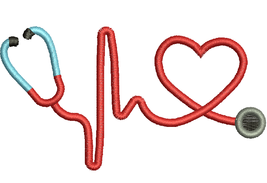 Stethoscope monogram  frame Machine Embroidery Design Medical Pattern - $3.75
