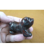 Y-DOG-EB-720) red black BULLDOG bull dog carving FIGURINE gemstone love ... - £13.78 GBP