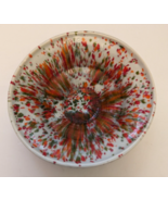 Vintage Ceramic Drip Glaze orange /green Splatter ware round bowl  5.75&quot; - $15.00