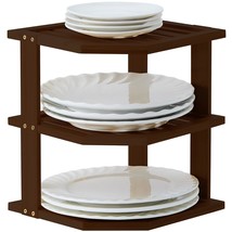 Kitchen Corner Shelf, Bambo Corner Cabinet Shelf 3 Tier Plate Rack Dish Shelf Ki - £25.44 GBP