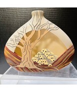 Artist Rain Signed Dated Navajo Pottery 1983 Flat Vase Cutout Scene T109 - £37.32 GBP