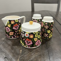 Vtg Napcoware Pansies Floral Chintz Salt Pepper Shaker Sugar Bowl Creame... - $463.36 MXN