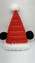 NWT Disney Red White Quilted Plush Holiday Mickey Mouse Ear Santa Hat Adjustable - £9.27 GBP