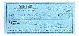 Bobby Doerr Boston Red Sox Signed  Bank Check #1879 BAS - £52.45 GBP