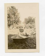 Baby in a Wash Tub Black and White Photo - £10.96 GBP