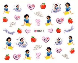 Nail Art 3D Decal Stickers beautiful princess apple pink heart kiss diadem K036 - £2.54 GBP