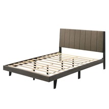 Valdemar Queen Bed, Brown Fabric &amp; Weathered Gray Finish - $204.00