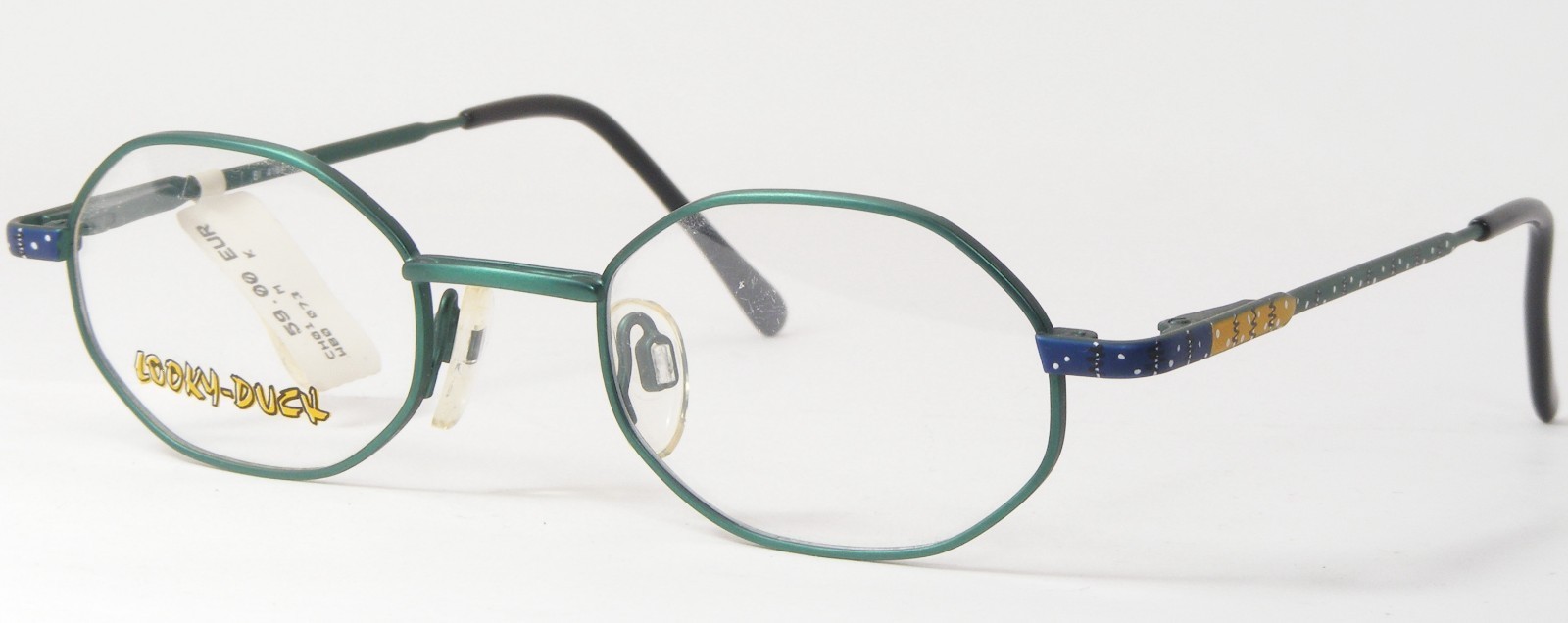 Vintage LOOKY-DUCK BI4164-15 Verde/Blu Giallo Unico Raro Occhiali 40-19-130 - $56.44