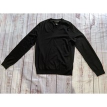 Bloomingdales Merino Wool Sweater Mens S Long Sleeve V Neck Versatile Black - $13.50