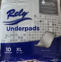 Ten (10) ~ RELY Underpads ~ 30&quot; x 30&quot; Coverage ~ Absorbent Pads ~ Everyd... - £20.60 GBP