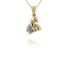 10K Solid Gold Two Tone Chinese Lunar Year of the Dog Diamond Pendant Necklace - £161.15 GBP+