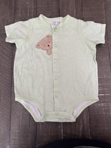 CARTERS VINTAGE Full Front Button Teddy Bear Green Checkered Bodysuit Si... - $24.99