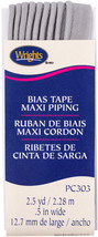 Wrights Bias Tape Maxi Piping .5&quot;X2.5yd-Medium Grey - £10.52 GBP